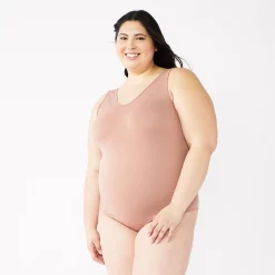 Juniors' Plus Size SO® Seamless V-Neck Tank Bodysuit -Kohl's store 5233790 ALT