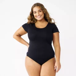 Juniors' Plus Size SO® Seamless Short Sleeve Bodysuit -Kohl's store 5233793 ALT