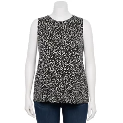 Plus Size Nine West Essential Easy High-Neck Tank -Kohl's store 5234070 Black White Cheetah