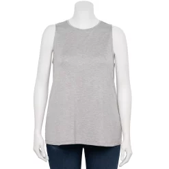 Plus Size Nine West Essential Easy High-Neck Tank -Kohl's store 5234070 Gray Fox Heather