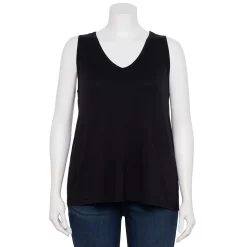 Plus Size Nine West Essential Easy V-Neck Tank -Kohl's store 5235544 Black