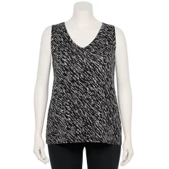 Plus Size Nine West Essential Easy V-Neck Tank -Kohl's store 5235544 Black Wood Diagonal