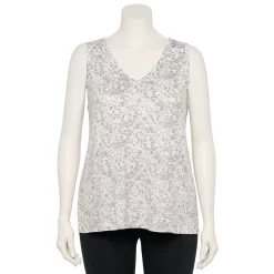 Plus Size Nine West Essential Easy V-Neck Tank -Kohl's store 5235544 Gray Flowy Animal