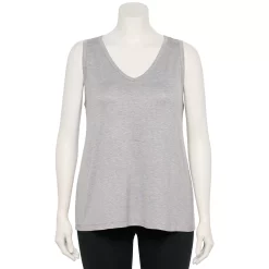 Plus Size Nine West Essential Easy V-Neck Tank -Kohl's store 5235544 Gray Fox Heather