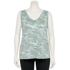 Plus Size Nine West Essential Easy V-Neck Tank -Kohl's store 5235544 Sage Camo