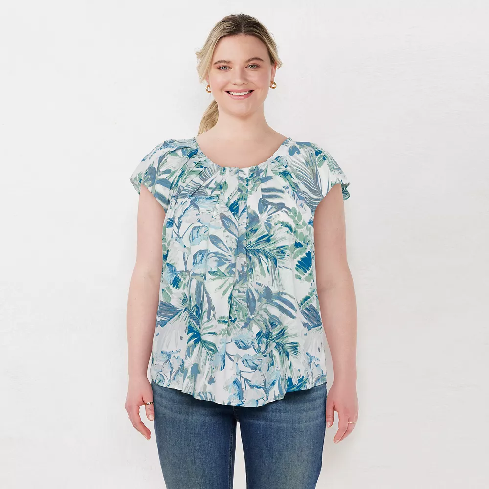 Plus Size LC Lauren Conrad Pleated Flowy Cap-Sleeve Top 10 Plus Size LC Lauren Conrad Pleated Flowy Cap-Sleeve Top - Image 10