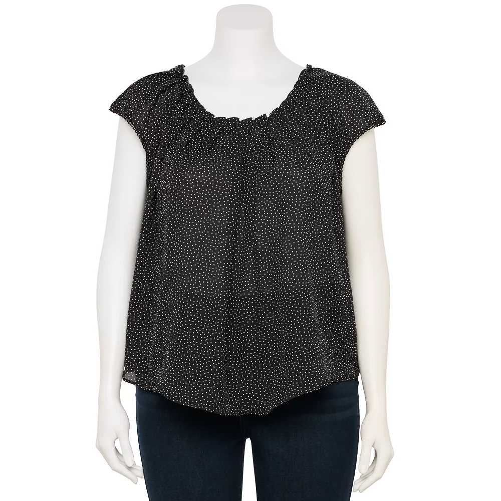 Plus Size LC Lauren Conrad Pleated Flowy Cap-Sleeve Top 5 Plus Size LC Lauren Conrad Pleated Flowy Cap-Sleeve Top - Image 5