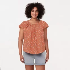 Plus Size LC Lauren Conrad Pleated Flowy Cap-Sleeve Top 18 Plus Size LC Lauren Conrad Pleated Flowy Cap-Sleeve Top -Kohl's store 5245796 Simple Flowers