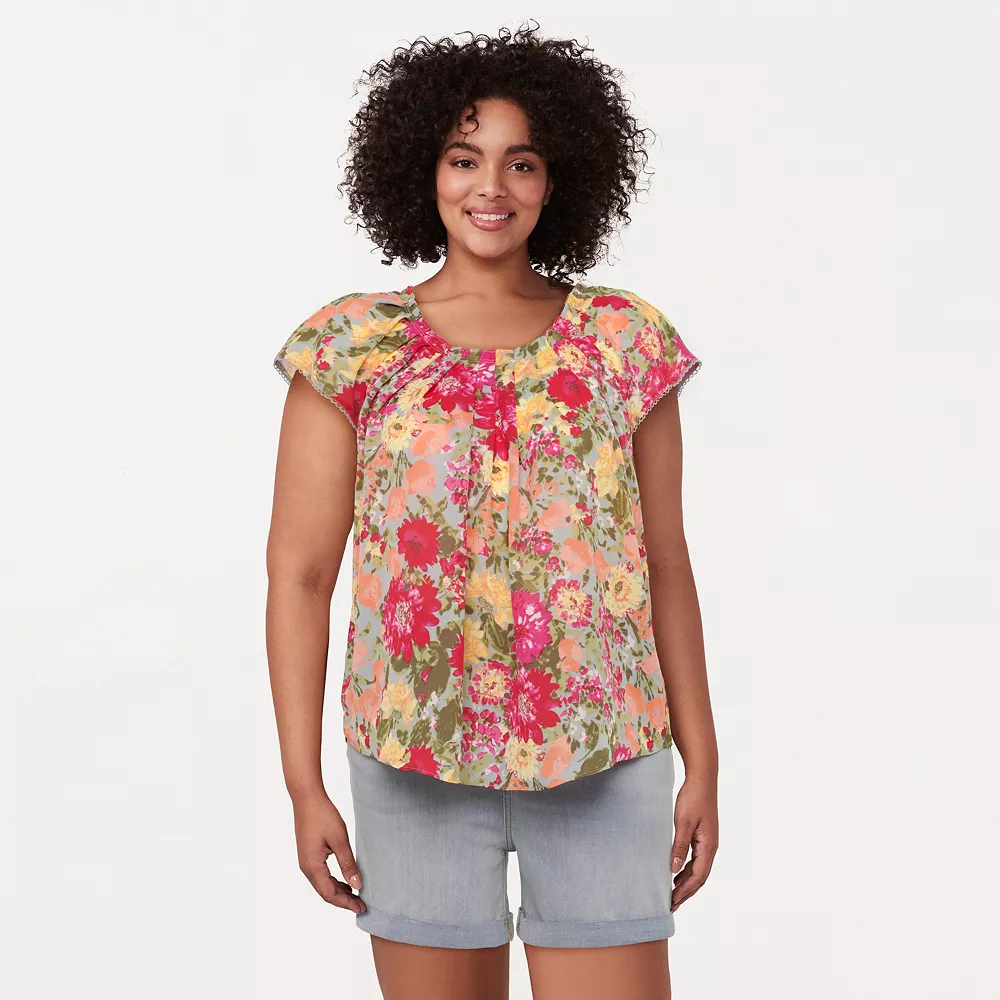 Plus Size LC Lauren Conrad Pleated Flowy Cap-Sleeve Top 9 Plus Size LC Lauren Conrad Pleated Flowy Cap-Sleeve Top - Image 9