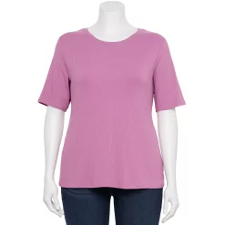 Plus Size Nine West Essential Fitted Elbow-Sleeve Tee -Kohl's store 5247489 Lavender Mauve