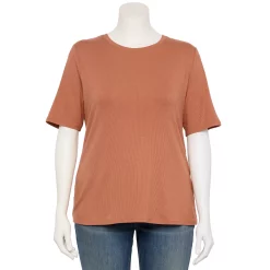 Plus Size Nine West Essential Fitted Elbow-Sleeve Tee -Kohl's store 5247489 Mocha Frosting