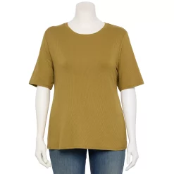 Plus Size Nine West Essential Fitted Elbow-Sleeve Tee -Kohl's store 5247489 Sergio Olive