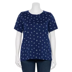 Plus Size Croft & Barrow® Essential Crewneck Tee -Kohl's store 5252564 Navy White Shells