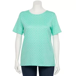 Plus Size Croft & Barrow® Essential Crewneck Tee -Kohl's store 5252564 Teal Geo