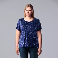 Plus Size Simply Vera Vera Wang Scoopneck Print Tee -Kohl's store 5256625 Bespeckle Mix