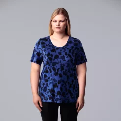 Plus Size Simply Vera Vera Wang Scoopneck Print Tee -Kohl's store 5256625 Foliage Cluster