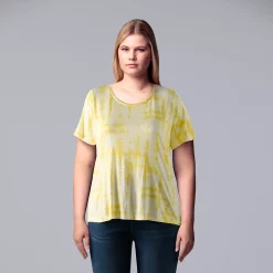 Plus Size Simply Vera Vera Wang Scoopneck Print Tee -Kohl's store 5256625 Grid Dye