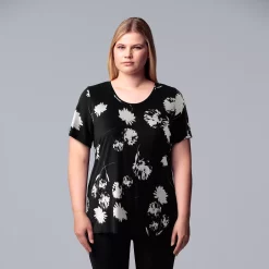 Plus Size Simply Vera Vera Wang Scoopneck Print Tee -Kohl's store 5256625 Modern Floral