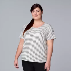 Plus Size Simply Vera Vera Wang Scoopneck Print Tee -Kohl's store 5256625 Modern Stripe