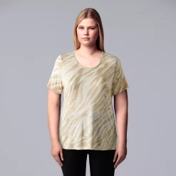 Plus Size Simply Vera Vera Wang Scoopneck Print Tee -Kohl's store 5256625 Soft Tiger