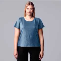 Plus Size Simply Vera Vera Wang Relaxed Scoopneck Tee -Kohl's store 5256626 Gray Blue