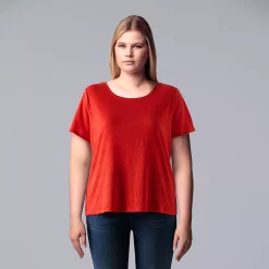 Plus Size Simply Vera Vera Wang Relaxed Scoopneck Tee -Kohl's store 5256626 Red Kiss