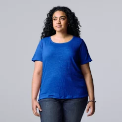 Plus Size Simply Vera Vera Wang Relaxed Scoopneck Tee -Kohl's store 5256626 Vera Blue