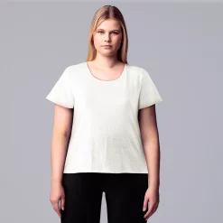 Plus Size Simply Vera Vera Wang Relaxed Scoopneck Tee -Kohl's store 5256626 White Knight