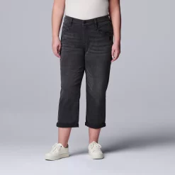 Plus Size Simply Vera Vera Wang Relaxed Boyfriend Crop Jeans 8 Plus Size Simply Vera Vera Wang Relaxed Boyfriend Crop Jeans -Kohl's store 5261351 Raven
