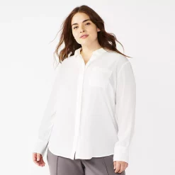 Plus Size Nine West Drapey Button Down Shirt -Kohl's store 5262413 White Knight
