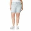 Juniors' Plus Size WallFlower Irresistible High-Rise Exposed Button Midi Shorts
