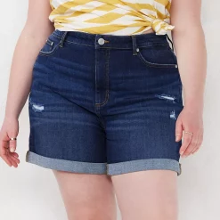 Plus Size LC Lauren Conrad 5" Cuffed High-Waisted Shorts -Kohl's store 5289181 Malibu Wash