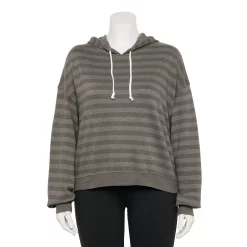 Juniors' Plus Size SO® Cropped Hoodie -Kohl's store 5304659 Gray Stripe