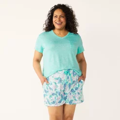 Plus Size Croft & Barrow® 3-Piece Pajama Top, Pajama Shorts & Pajama Skimmers Sleep Set -Kohl's store 5317544 ALT2