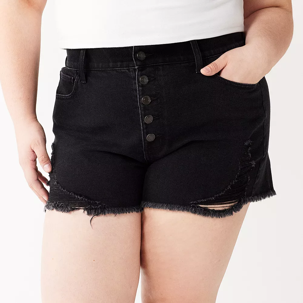 Juniors' Plus Size SO® High Rise Mom Shorts 5 Juniors' Plus Size SO® High Rise Mom Shorts - Image 5
