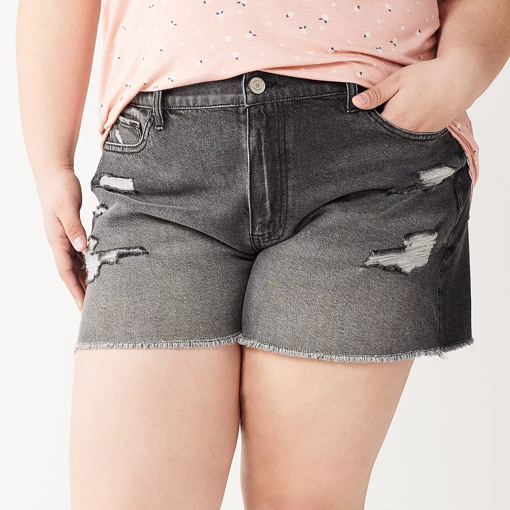 Juniors' Plus Size SO® High Rise Mom Shorts 1 Juniors' Plus Size SO® High Rise Mom Shorts