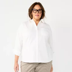 Plus Size Croft & Barrow® Essential Comfort Stretch Shirt -Kohl's store 5361455 White