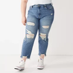Juniors' Plus Size SO® High-Waisted Ankle Straight Jeans