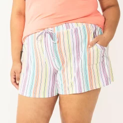 Plus Size Sonoma Goods For Life® Pajama Shorts -Kohl's store 5490355 White Rainbow Stripe