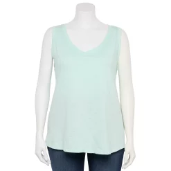 Plus Size Sonoma Goods For Life® V-Neck Swing Tank -Kohl's store 5497118 Bias Blue