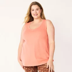 Plus Size Sonoma Goods For Life® V-Neck Swing Tank -Kohl's store 5497118 Natural Coral