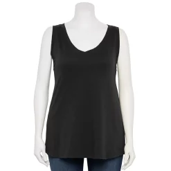 Plus Size Sonoma Goods For Life® V-Neck Swing Tank -Kohl's store 5497118 Pitch Black