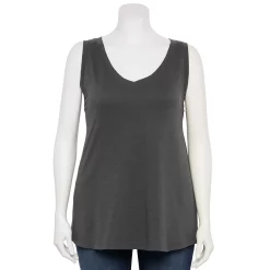 Plus Size Sonoma Goods For Life® V-Neck Swing Tank -Kohl's store 5497118 Storm Abyss
