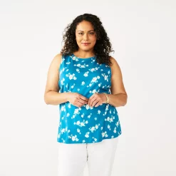 Plus Size Croft & Barrow® Essential Tank -Kohl's store 5509745 Blue Floral
