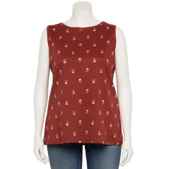 Plus Size Croft & Barrow® Essential Tank -Kohl's store 5509745 Maroon Folk Floral