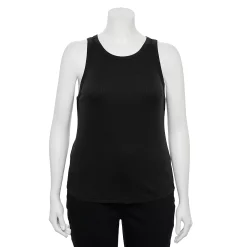 Juniors' Plus Size SO® High Neck Ribbed Tank Top -Kohl's store 5524345 Black Luxe
