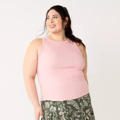Juniors' Plus Size SO® High Neck Ribbed Tank Top -Kohl's store 5524345 Vintage Heart