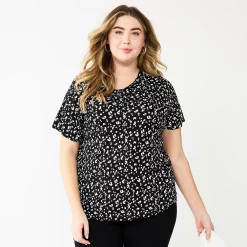 Plus Size Nine West Essential Crewneck Tee -Kohl's store 5525951 Black Animal