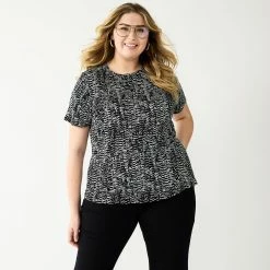 Plus Size Nine West Essential Crewneck Tee -Kohl's store 5525951 Black Snake Rows