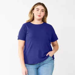 Plus Size Nine West Essential Crewneck Tee -Kohl's store 5525951 Clara Purple Rib